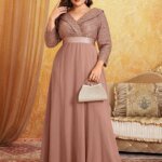 Robe longues luxueux en mousseline de soie