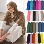Abaya – foulard Hijabs doux en Jersey de coton uni