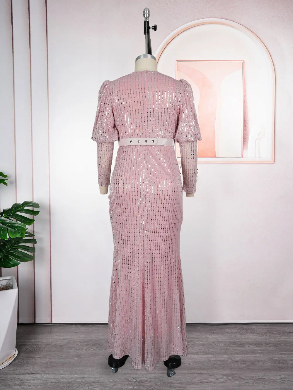 Robes Maxi de luxe à paillettes, manches longues