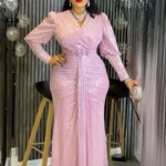 Robes Maxi de luxe à paillettes, manches longues