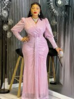 Robes Maxi de luxe à paillettes, manches longues