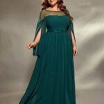 Robe longue manches bouffantes en mousseline de soie