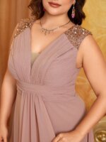 Unithorse Grande taille col en V sans manches buste froncé – Image 6