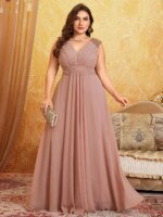 Unithorse Grande taille col en V sans manches buste froncé – Image 3