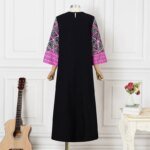 Robe bohème en col  v à manches longues ample longue – Image 7