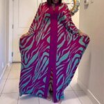 Robe de soirée plissée, ample, Chic, manches chauve-souris, en col  v – Image 2