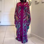 Robe de soirée plissée, ample, Chic, manches chauve-souris, en col  v