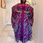 Robe de soirée plissée, ample, Chic, manches chauve-souris, en col  v – Image 3