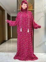 Abaya dubaï Floral coton longue robe – Image 3