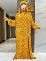 Abaya dubaï Floral coton longue robe – Image 6