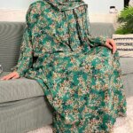 Abayas musulmanes en coton à fleurs