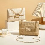 Sac en paille tissé élégant pour femmes