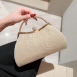 Sac de soirée brillant plissé avec strass – Pochette élégante femme