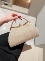 Sac de soirée brillant plissé avec strass – Pochette élégante femme