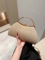Sac de soirée brillant plissé avec strass – Pochette élégante femme – Image 3