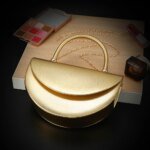 Sac demi-lune brillant – sac de soirée tendance à chaîne métal