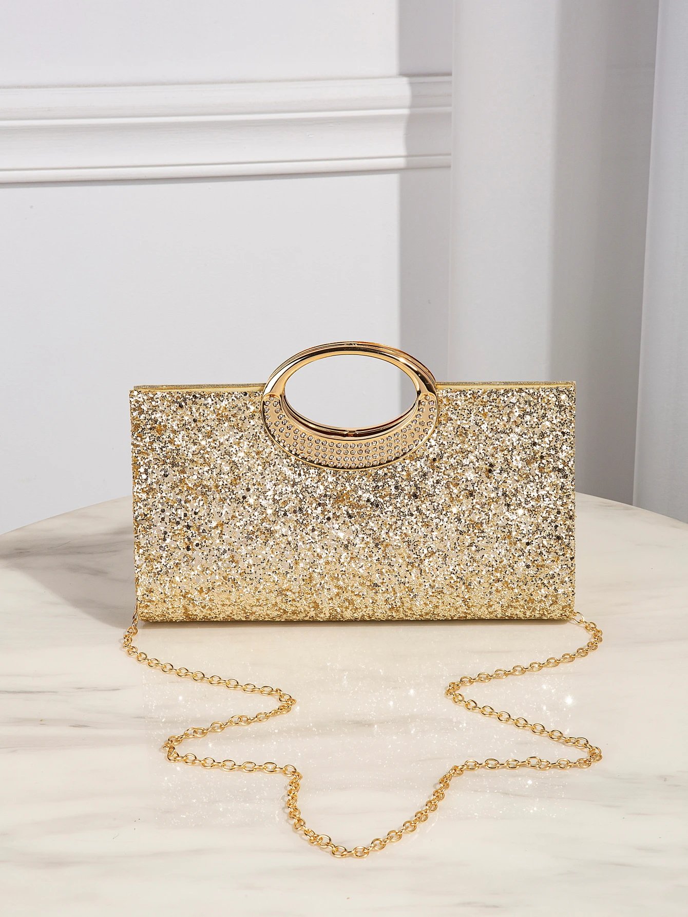 Sac à main brillant luxueux – Sac de soirée élégant à chaîne