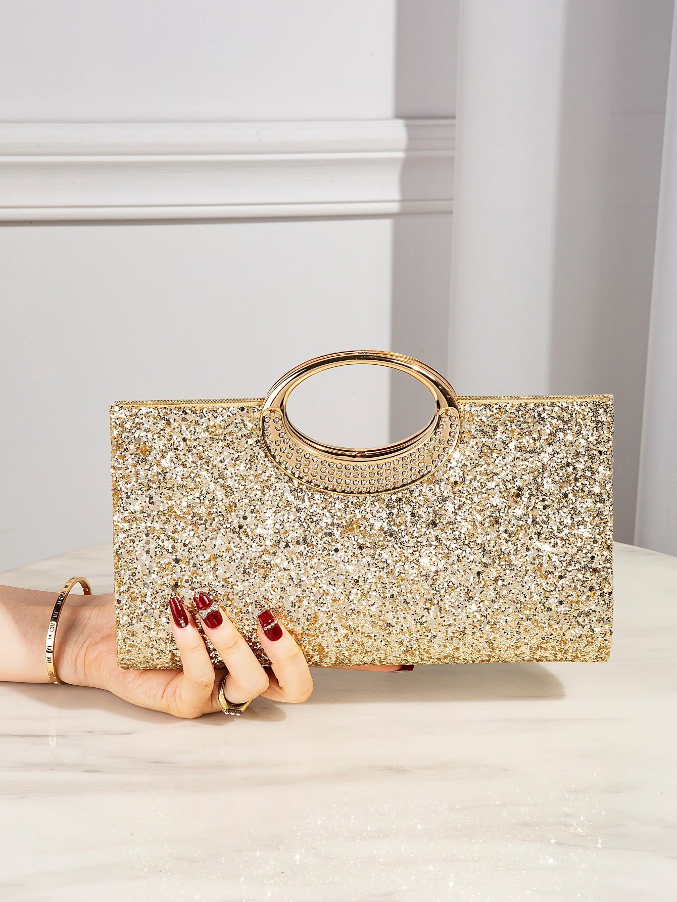 Sac à main brillant luxueux – Sac de soirée élégant à chaîne