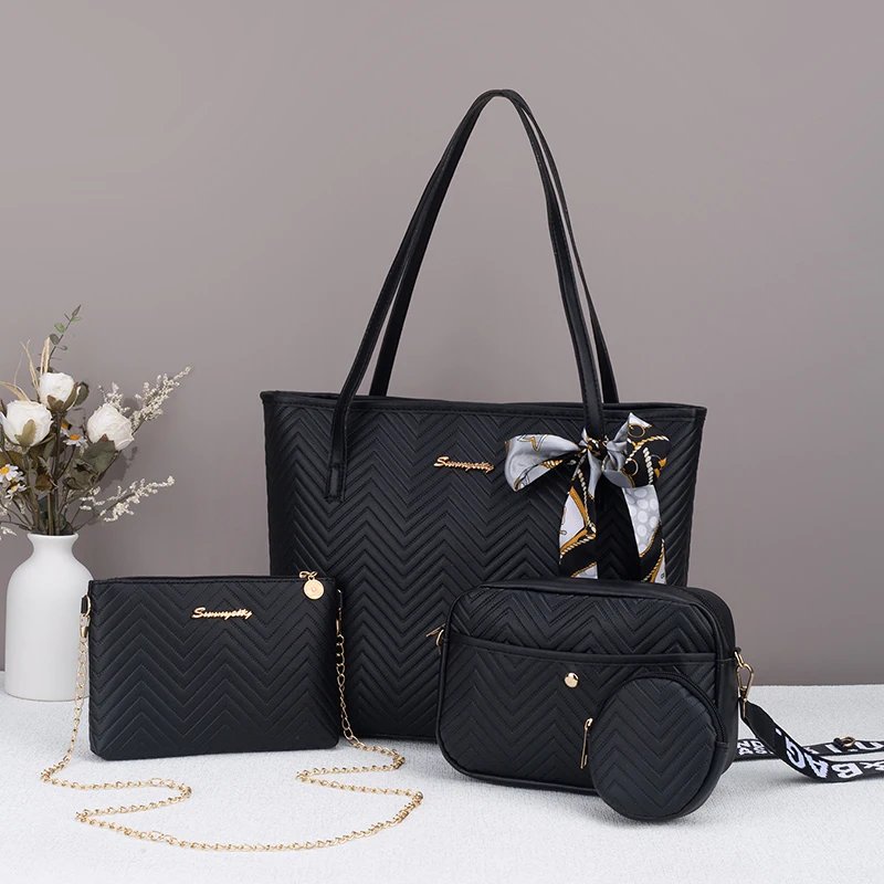Ensemble 4 pièces - Sac à main fourre-tout grande capacité femme