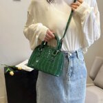 Sac à main rétro femme cuir PU crocodile – Sac bandoulière – Image 3