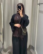 Abaya Longue Unie Femme Musulmane – Robe Modeste Dubai 2026 – Image 2