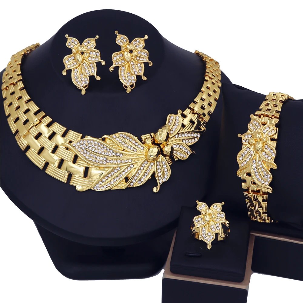 Ensemble bijoux mariage femme – Luxe plaqué or élégance