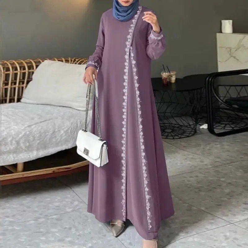 Robe dentelle longue élégante Ramadan luxe pudique