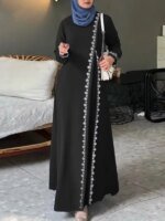 Robe dentelle longue élégante Ramadan luxe pudique – Image 5