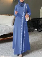 Robe dentelle longue élégante Ramadan luxe pudique – Image 4