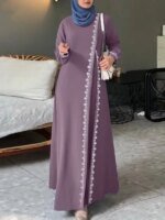 Robe dentelle longue élégante Ramadan luxe pudique – Image 6