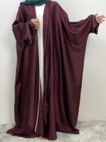 Abaya kimono luxe femme musulmane satin Dubai caftan Ramadan