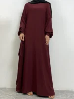 Abaya longue avec poches femme musulmane Dubaï caftan modeste – Image 8