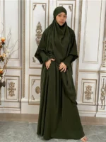 Ensemble abaya femme musulmane élégant Dubaï – tenue islamique chic et pudique Ramadan Eid été – Image 2