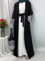 Abaya kimono luxe avec sac style Dubaï Ramadan chic – Image 6