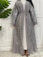 Robe en mousseline de soie brodée pour femmes