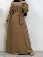 Abaya longue avec poches femme musulmane Dubaï caftan modeste – Image 3