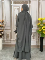 Ensemble abaya femme musulmane élégant Dubaï – tenue islamique chic et pudique Ramadan Eid été – Image 4