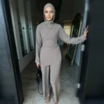 Abaya 2 pièces femme musulmane élégante – tenue Ramadan Eid Dubaï