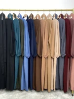 Abaya longue avec poches femme musulmane Dubaï caftan modeste – Image 5