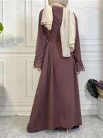 Abaya Dubaï Dentelle Élégante – Robe Islamique Ramadan – Image 6