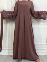 Abaya Dubaï Dentelle Élégante – Robe Islamique Ramadan – Image 14