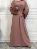 Abaya Dubaï Dentelle Élégante – Robe Islamique Ramadan – Image 3