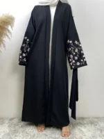 Abaya brodée femme musulmane – kimono luxe Dubaï – Image 5