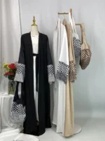 Abaya kimono luxe avec sac style Dubaï Ramadan chic – Image 11