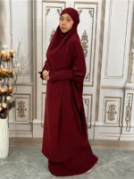 Ensemble abaya femme musulmane élégant Dubaï – tenue islamique chic et pudique Ramadan Eid été – Image 3