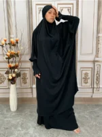 Ensemble abaya femme musulmane élégant Dubaï – tenue islamique chic et pudique Ramadan Eid été – Image 6