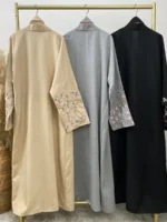 Abaya brodée femme musulmane – kimono luxe Dubaï – Image 2