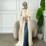 Abaya ouverte femme élégante Dubaï Ramadan kimono musulmane