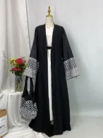 Abaya kimono luxe avec sac style Dubaï Ramadan chic – Image 7