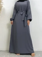 Abaya longue avec poches femme musulmane Dubaï caftan modeste – Image 7